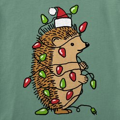 LIFE IS GOOD Women's Christmas Hedgehog Short Sleeve Boxy Crusher Shirt, Granite Green, XX-Large slide 2 of 2