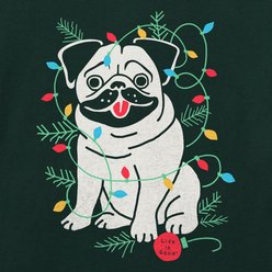 LIFE IS GOOD Women's Christmas Pug Short Sleeve Boxy Crusher Shirt, Treeline Green, XX-Large slide 2 of 2