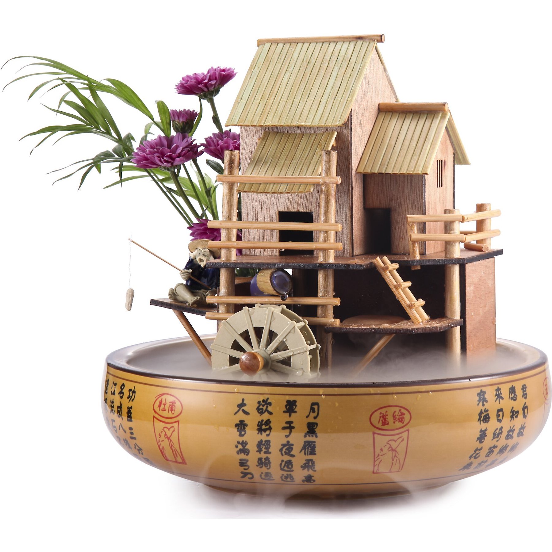 Lifegard Decorative Pot Bamboo House Fish Aquarium Fountain & Quiet One Pump