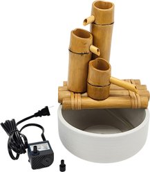 Lifegard Quiet One 100 Pump Bamboo 3-Tier Fountain, Stone White Pot, 8-in base
