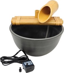 Lifegard Quiet One 100 Pump Bamboo Fountain with Plant Holder, Charcoal Grey Pot, 12-in base