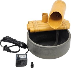 Lifegard Quiet One 100 Pump Bamboo Fountain with Plant Holder, Charcoal Grey Pot, 8-in base