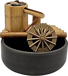 Lifegard Quiet One 100 Pump Bamboo Fountain with Plant Holder Rock Stream, Charcoal Grey Pot, 8-in base