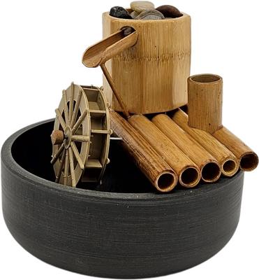 Show full view: Lifegard Quiet One 100 Pump Bamboo Fountain with Plant Holder Rock Stream, Charcoal Grey Pot, 8-in base slide 2 of 4