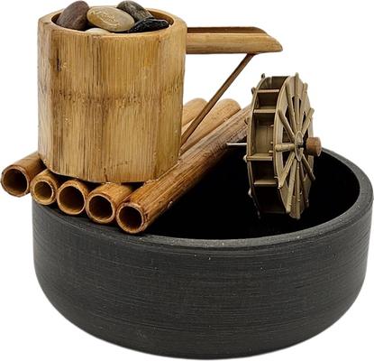 Show full view: Lifegard Quiet One 100 Pump Bamboo Fountain with Plant Holder Rock Stream, Charcoal Grey Pot, 8-in base slide 3 of 4