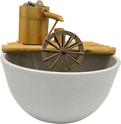 Show full view: Lifegard Quiet One 100 Pump Bamboo Fountain with Plant Holder Rock Stream, Stone White Pot, 12-in base slide 2 of 5