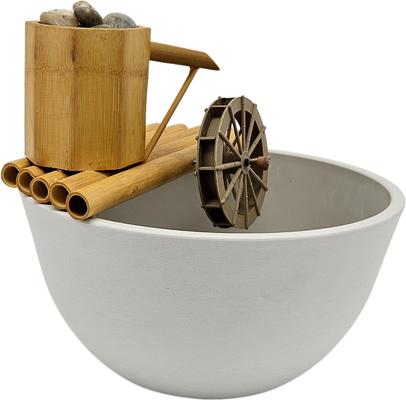 Show full view: Lifegard Quiet One 100 Pump Bamboo Fountain with Plant Holder Rock Stream, Stone White Pot, 12-in base slide 3 of 5