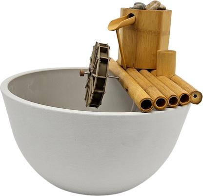 Show full view: Lifegard Quiet One 100 Pump Bamboo Fountain with Plant Holder Rock Stream, Stone White Pot, 12-in base slide 4 of 5