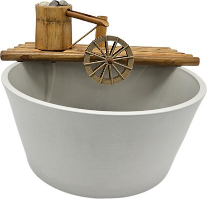 Show full view: Lifegard Quiet One 100 Pump Bamboo Fountain with Plant Holder Rock Stream, Stone White Pot, 18-in base slide 2 of 5