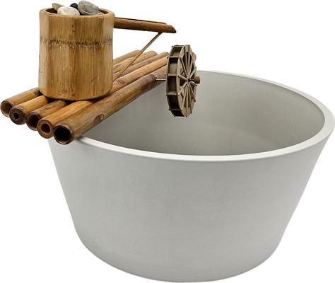 Show full view: Lifegard Quiet One 100 Pump Bamboo Fountain with Plant Holder Rock Stream, Stone White Pot, 18-in base slide 3 of 5