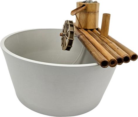 Show full view: Lifegard Quiet One 100 Pump Bamboo Fountain with Plant Holder Rock Stream, Stone White Pot, 18-in base slide 4 of 5