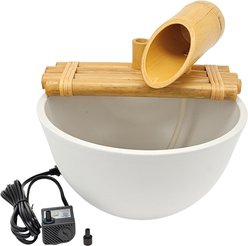 Lifegard Quiet One 100 Pump Bamboo Fountain with Plant Holder, Stone White Pot, 12-in base