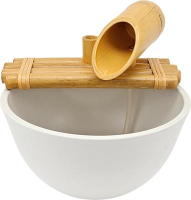 Show full view: Lifegard Quiet One 100 Pump Bamboo Fountain with Plant Holder, Stone White Pot, 12-in base slide 2 of 4