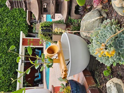 Show full view: Lifegard Quiet One 100 Pump Bamboo Fountain with Plant Holder, Stone White Pot, 12-in base slide 4 of 4