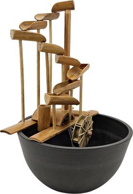 Show full view: Lifegard Quiet One 100 Pump Bamboo Money Fountain with Plant Holder, 12-in base, Charcoal Grey Pot slide 3 of 5