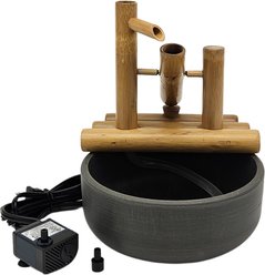 Lifegard Quiet One 100 Pump Bamboo Rocking Fountain, Charcoal Grey Pot, 8-in base