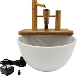 Lifegard Quiet One 100 Pump Bamboo Rocking Fountain, Stone White Pot, 12-in base