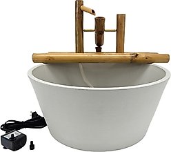 Lifegard Quiet One 100 Pump Bamboo Rocking Fountain, Stone White Pot, 18-in base