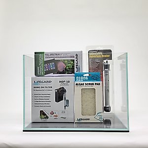 Lifegard Clear Glass Rimless Aquarium with HOF-2 Hang On Filter, 5-mm, 5-gal