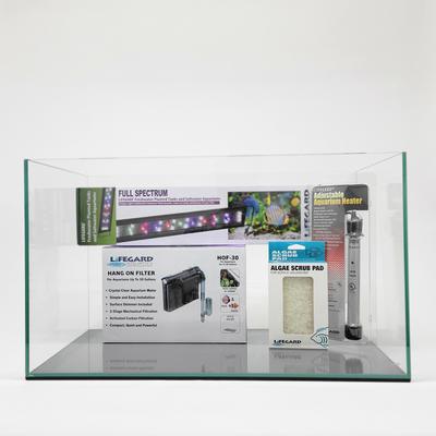 Show full view: Lifegard Clear Glass Rimless Aquarium with HOF-3 Hang On Filter, 5-mm, 15-gal slide 1 of 9