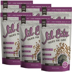 Lil' Bitz Chicken & Liver Cat Treats, 3-oz bag, bundle of 6