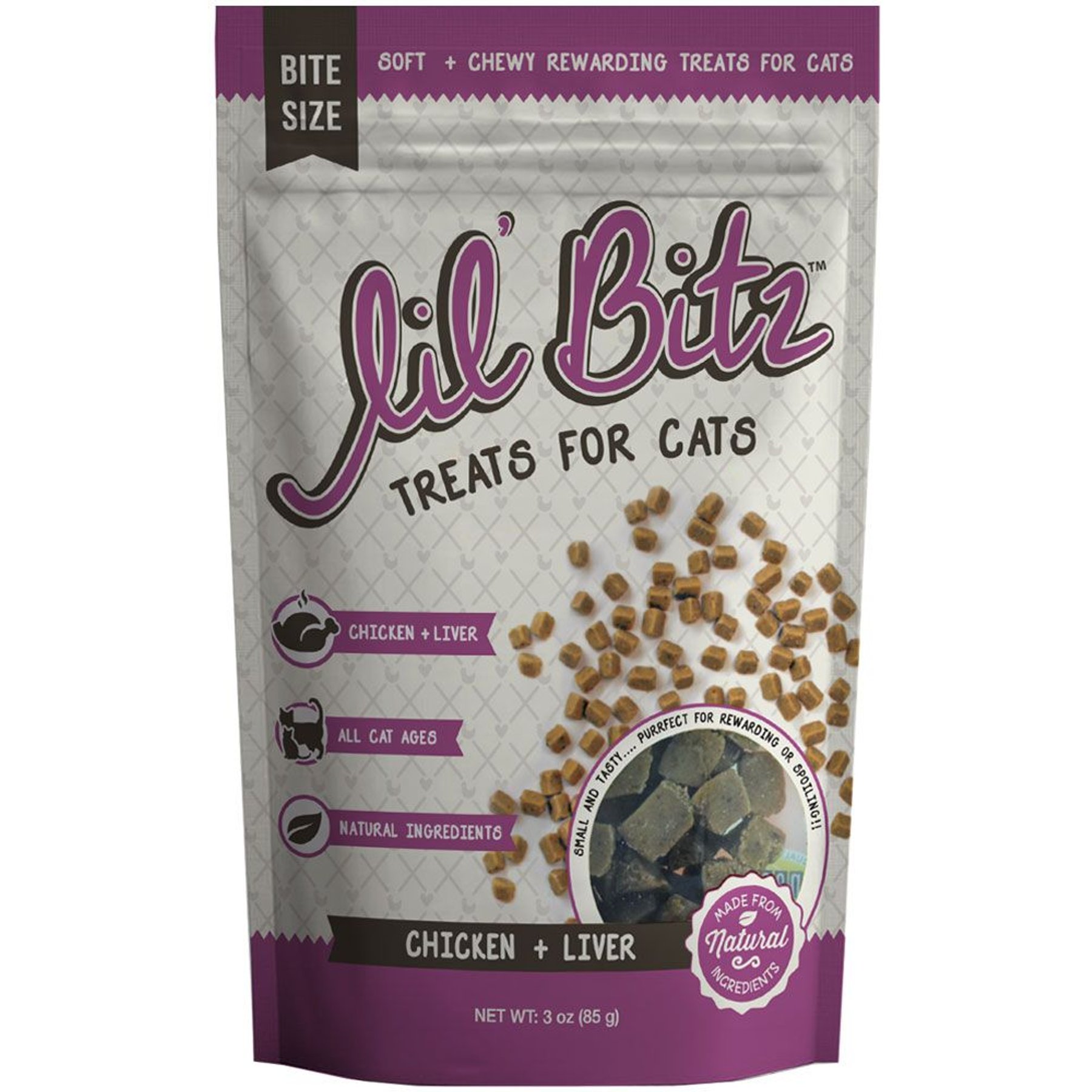 Lil' Bitz Chicken & Liver Cat Treats, 3-oz bag, bundle of 6