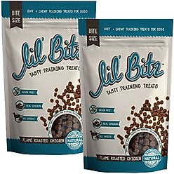 Lil' Bitz Flame Roasted Chicken Grain-Free Training Dog Treats, 4-oz bag, bundle of 2