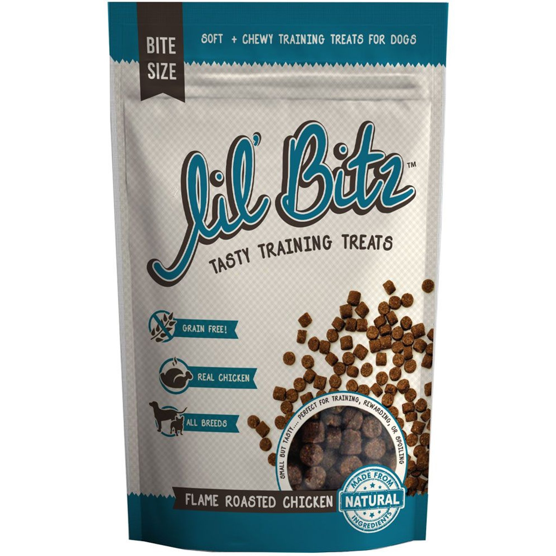 Lil' Bitz Flame Roasted Chicken Grain-Free Training Dog Treats, 8-oz bundle