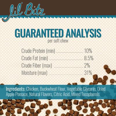 Show full view: Lil' Bitz Flame Roasted Chicken Grain-Free Training Dog Treats, 4-oz bag slide 7 of 10