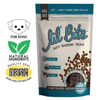 Show full view: Lil' Bitz Flame Roasted Chicken Grain-Free Training Dog Treats, 4-oz bag slide 8 of 10