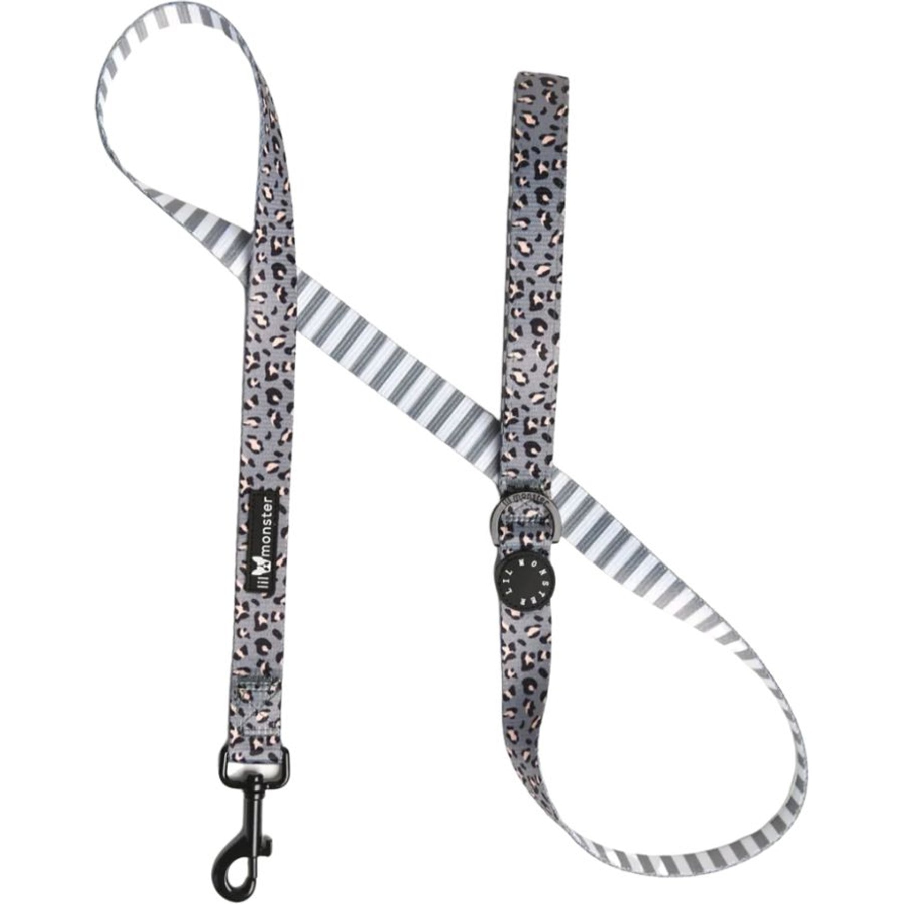 Lil Monster Pets Comfort Dog Leash, Gray Leopard