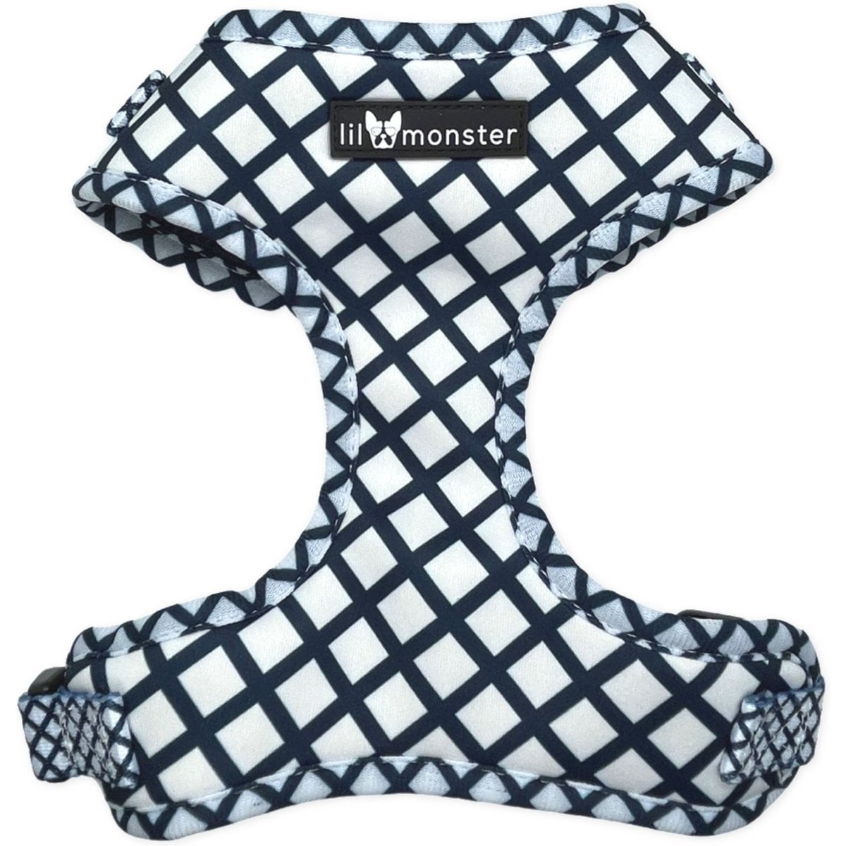 Lil Monster Pets Neoprene Adjustable Dog Harness, Blue Stripe Print, Large