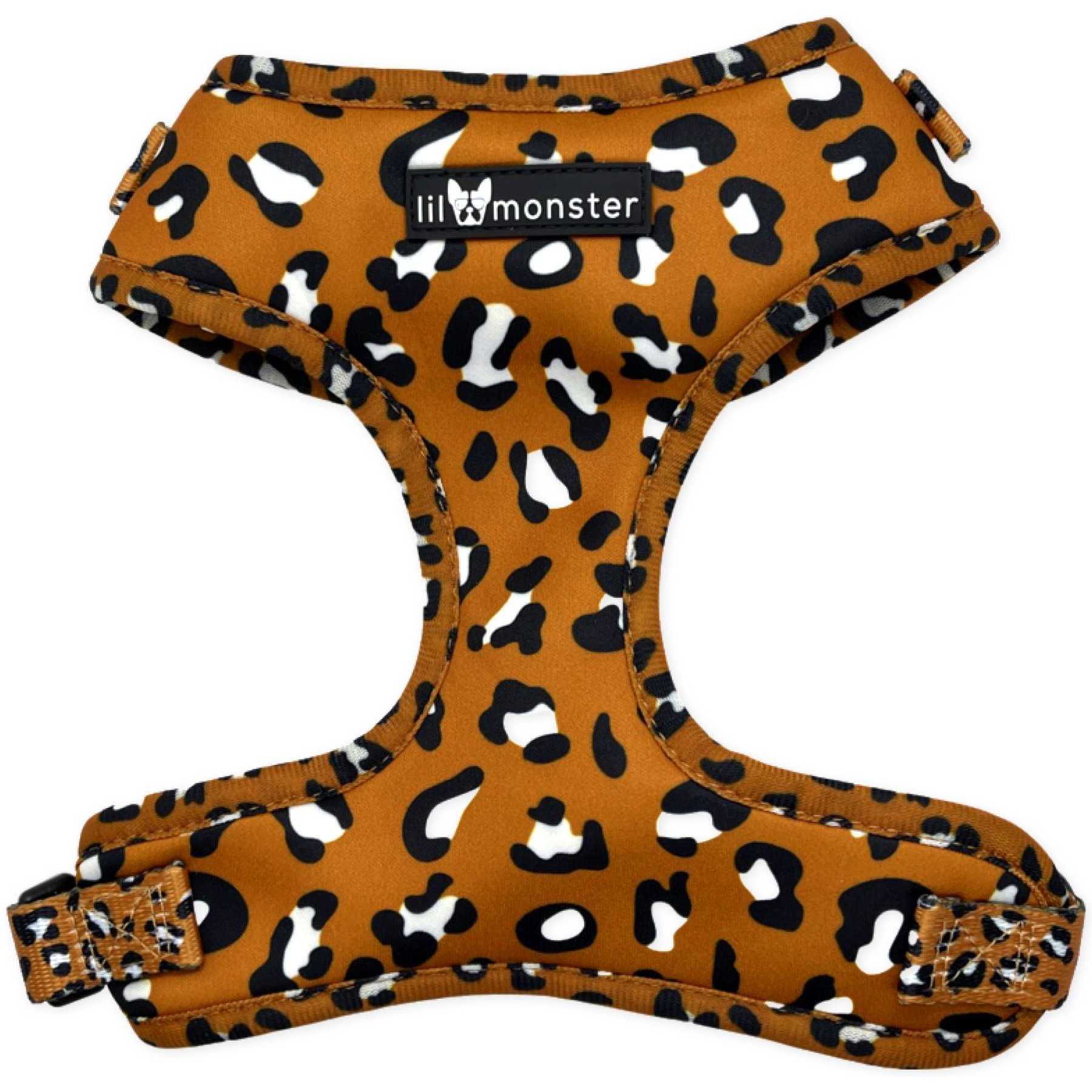 Lil Monster Pets Neoprene Adjustable Dog Harness, Burnt Orange Leopard, Large