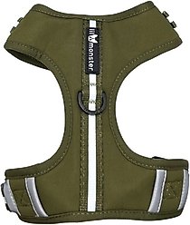 Lil Monster Pets Neoprene Adjustable Dog Harness, Green Stripe, Small