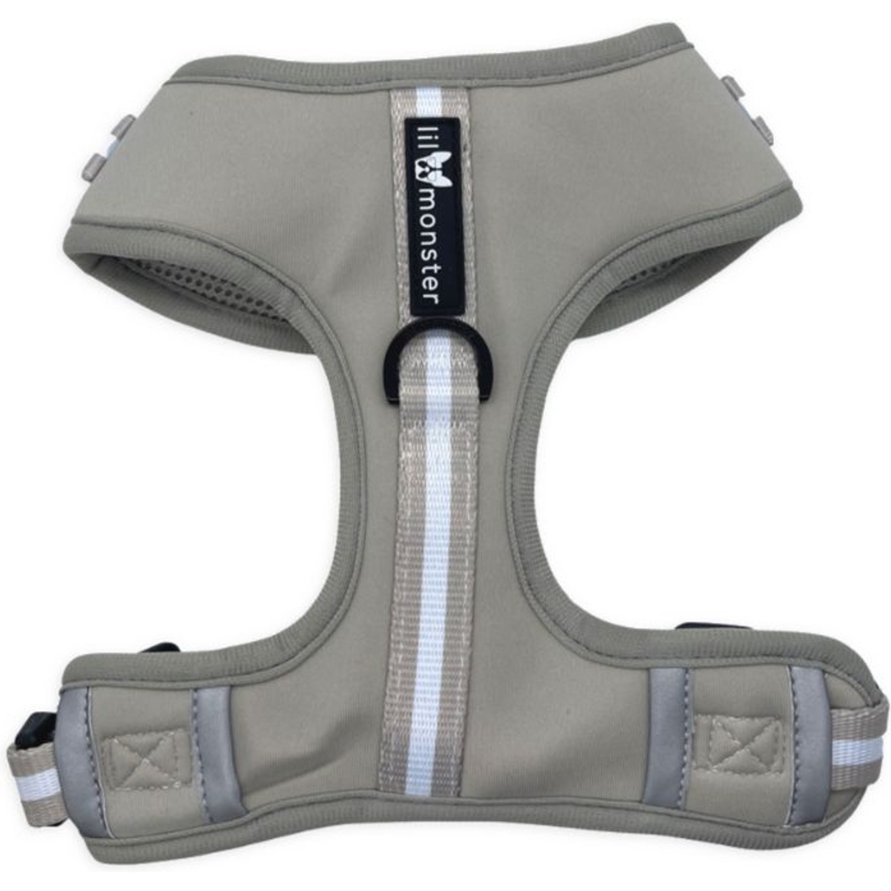 Lil Monster Pets Neoprene Adjustable Dog Harness, Grey Stripe, Large