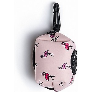 Lil Monster Pets Neoprene Dog Poop Bag Holder, Flamingo