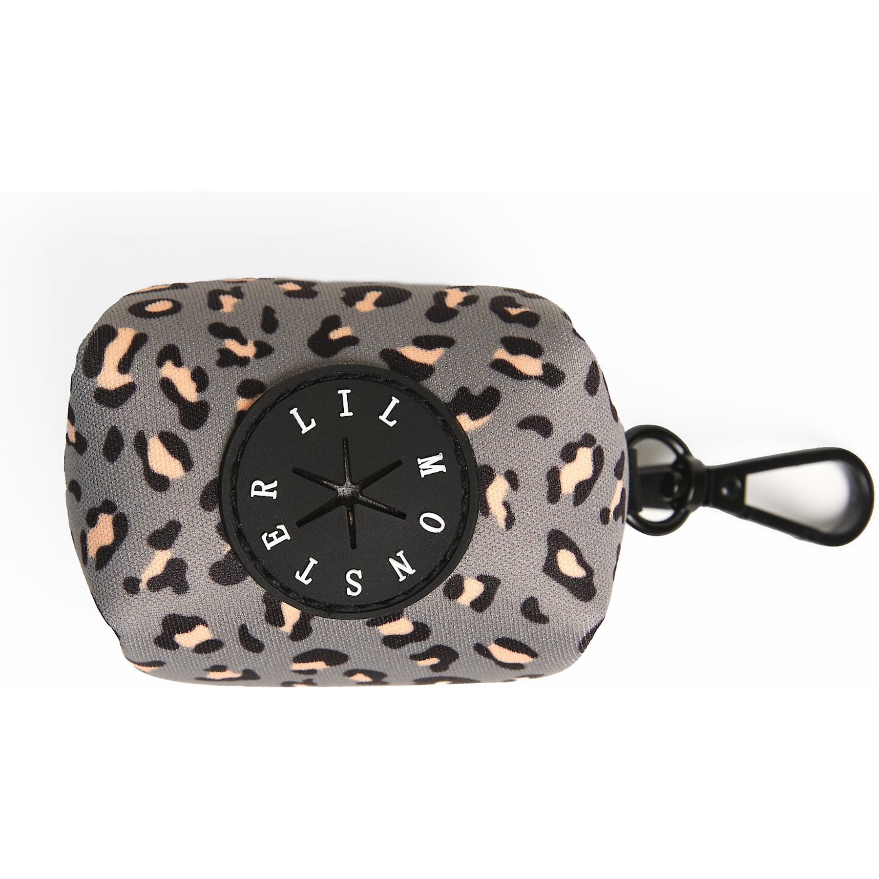 Lil Monster Pets Neoprene Dog Poop Bag Holder, Gray Leopard
