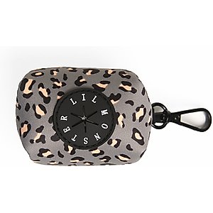 Lil Monster Pets Neoprene Dog Poop Bag Holder, Gray Leopard