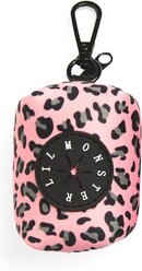 Lil Monster Pets Neoprene Dog Poop Bag Holder, Pink Leopard