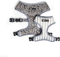 Lil Monster Pets Neoprene Reversible Dog Harness, Gray Leopard, Large