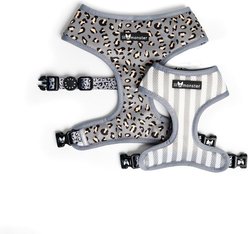 Lil Monster Pets Neoprene Reversible Dog Harness, Gray Leopard, Medium