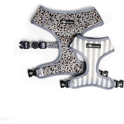 Lil Monster Pets Lil Monster Pets Neoprene Reversible Dog Harness, Gray Leopard, Small