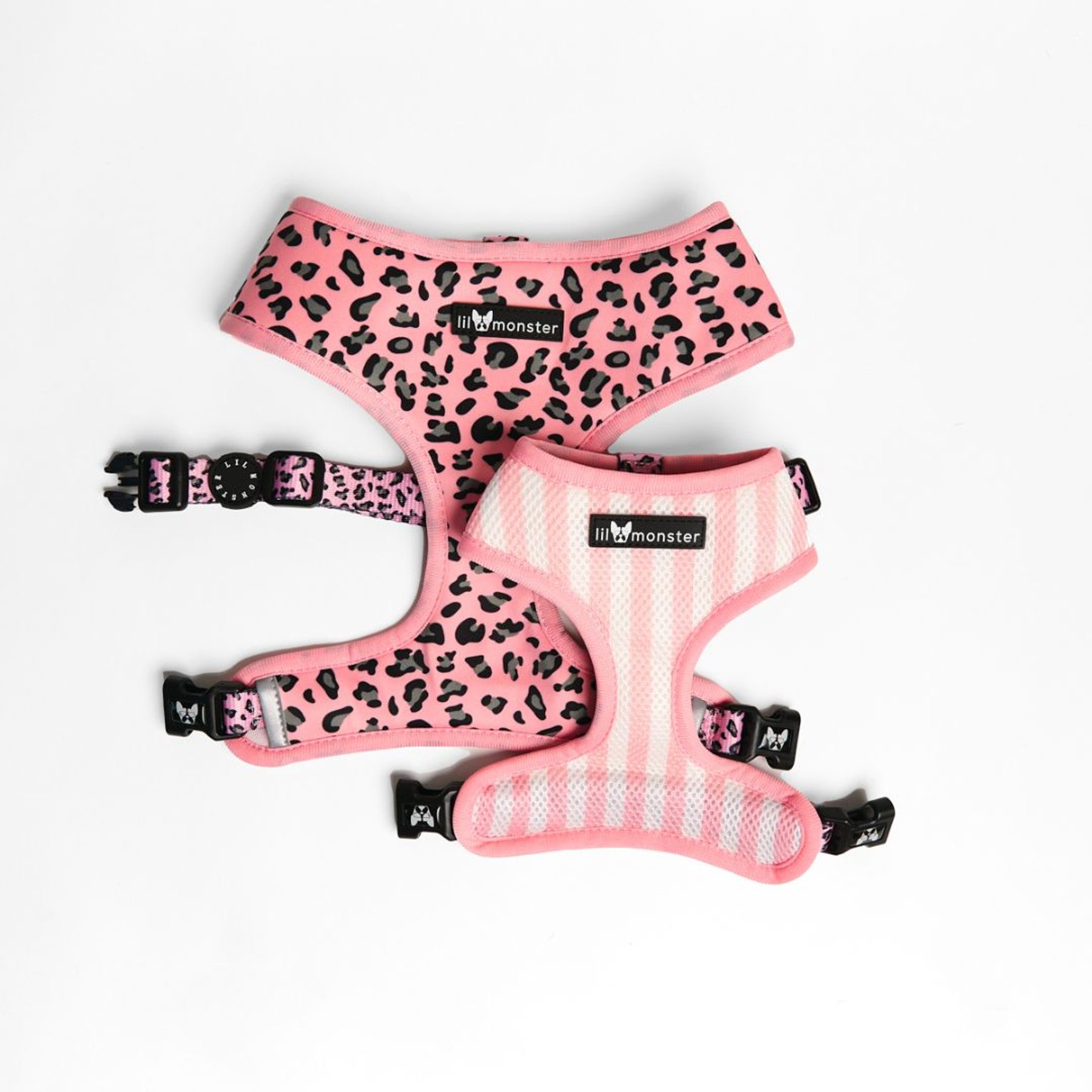 Lil Monster Pets Neoprene Reversible Dog Harness, Pink Leopard, X-Large