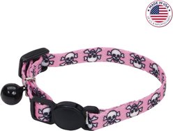 Li'l Pals Adjustable Breakaway Kitten Collar, Pink Skulls