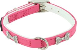 Li'l Pals B'Dazzled Bone Nylon Reflective Standard Dog Collar, Pink, Petite Small: 8 to 10-in neck, 3/8-in wide