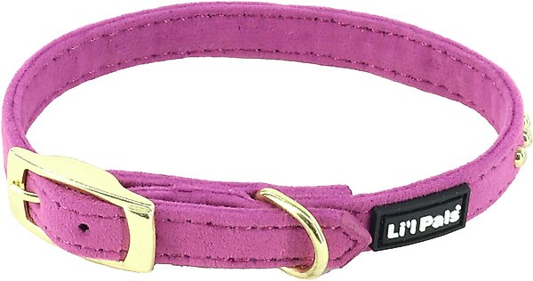Show full view: Li'l Pals B'Dazzled Velvet Nylon Standard Dog Collar, Orchid, Petite Small: 8 to 10-in neck, 3/8-in wide slide 2 of 7