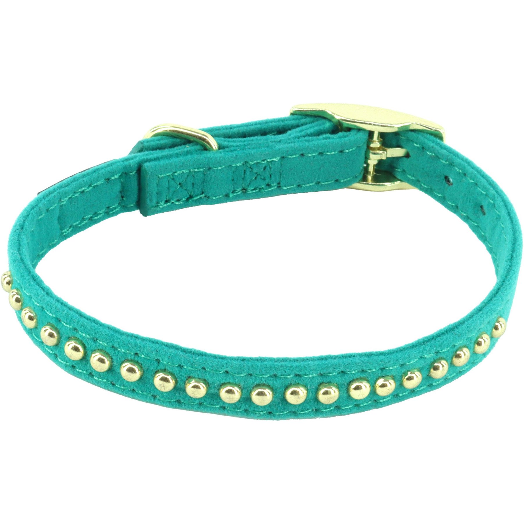 Li'l Pals B'Dazzled Velvet Nylon Standard Dog Collar, Teal, Petite X-Small: 6 to 8-in neck, 3/8-in wide