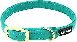 Li'l Pals B'Dazzled Velvet Nylon Standard Dog Collar, Teal, Petite X-Small: 6 to 8-in neck, 3/8-in wide slide 2 of 5