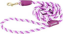 Li'l Pals Candy Striped Rope Standard Dog Leash, Petite: 6-ft long, 3/8-in wide, Orchid