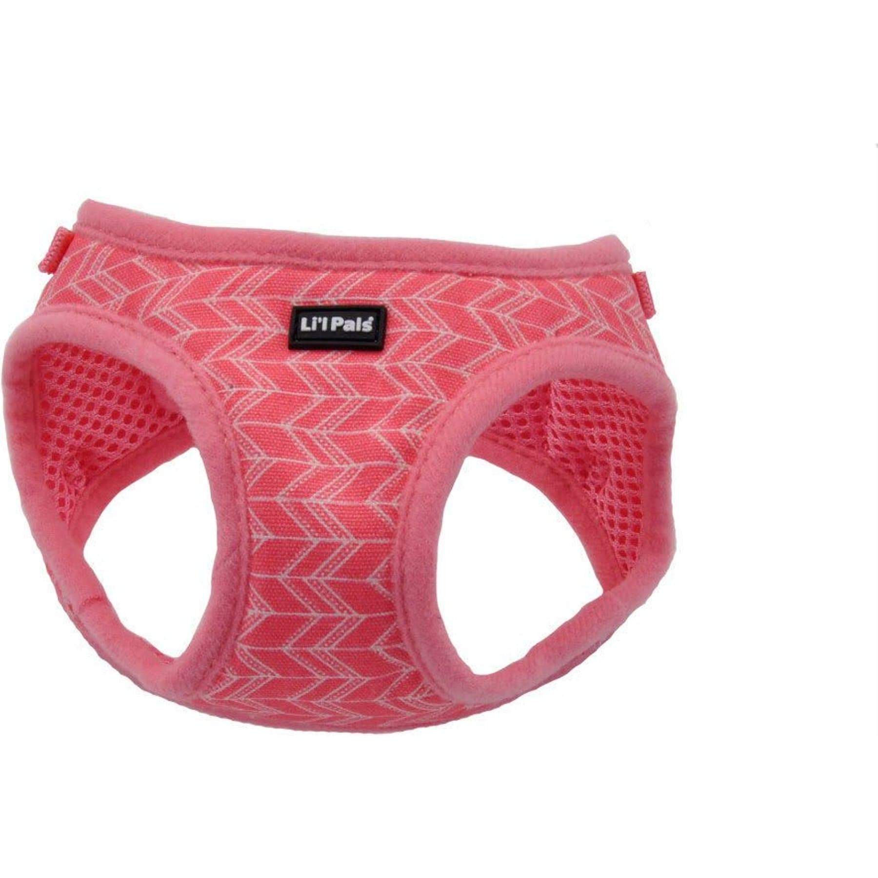 Li'l Pals Canvas Step In Back Clip Dog Harness, Pink Tribal Chevron, 8 to 10-in chest